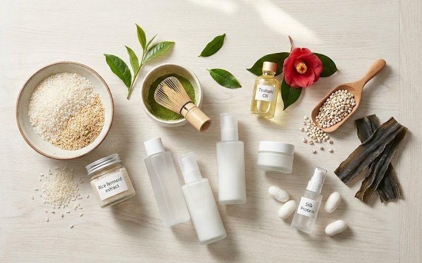 J-Beauty’nin ikonik Japon içerikleri: pirinç fermenti, yeşil çay, tsubaki yağı, hatomugi ve deniz yosunları